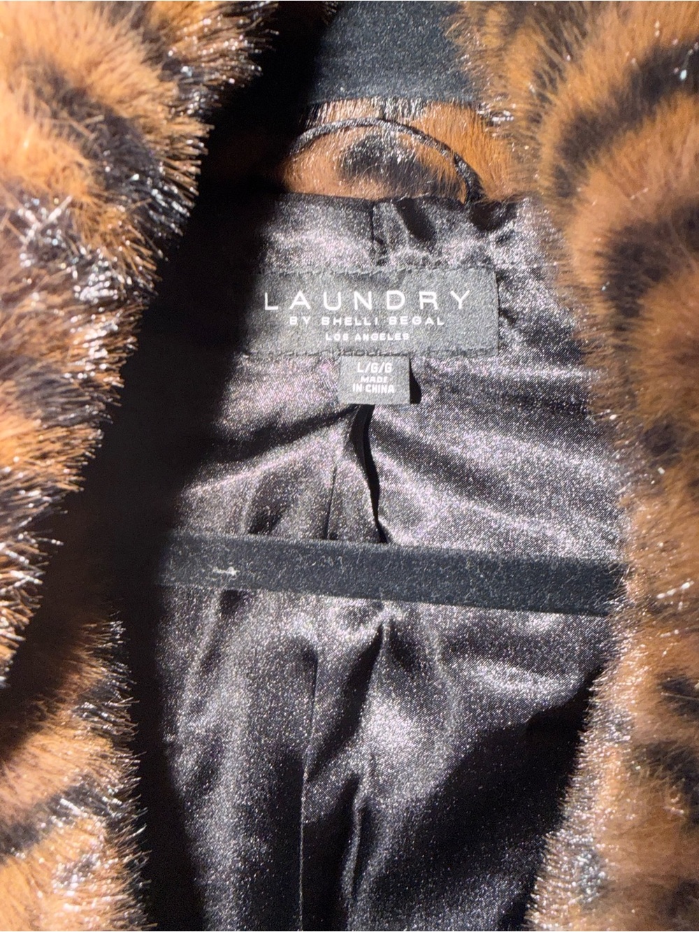 Laundry by Shelli Segal Leopard Faux-Fur Jacket - Brown size large - Picture 2 of 8